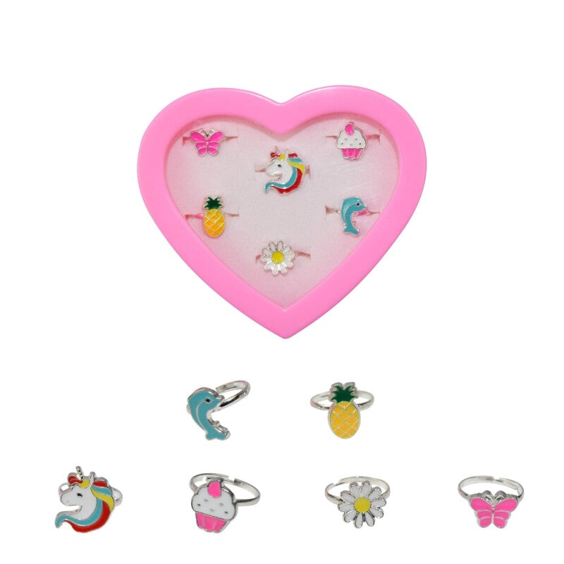 Låda med Silvringar 6 st.